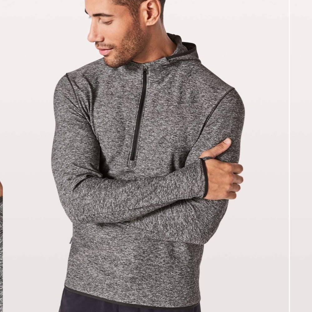 lululemon Men’s Surge Warm 1/2 Zip Hoodie Heathered‎ Black XL